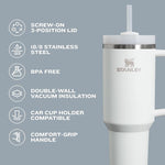 Stanley 40 Oz Flowstate™ Quencher Tumbler with Straw – Leak-Proof Stainless Steel Water Bottle for Hot & Cold Drinks – Reusable Thermos Flask for Boys & Girls, Gym, Travel, Summer & Winter