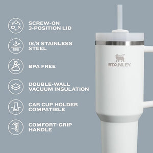Stanley 40 Oz Flowstate™ Quencher Tumbler with Straw – Leak-Proof Stainless Steel Water Bottle for Hot & Cold Drinks – Reusable Thermos Flask for Boys & Girls, Gym, Travel, Summer & Winter