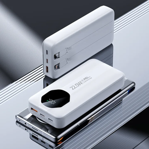 22.5W Fast Charging 20000mAh Power Bank with Built-in Type-C & Lightning Cables | Dual Input/Output | Slim LED Display | Universal Compatibility