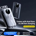 22.5W Fast Charging 20000mAh Power Bank with Built-in Type-C & Lightning Cables | Dual Input/Output | Slim LED Display | Universal Compatibility