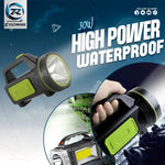 High power Waterproof search light 30W led, 20000 mAh battery+Solar system with lithium battery