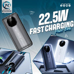 22.5W Fast Charging 20000mAh Power Bank with Built-in Type-C & Lightning Cables | Dual Input/Output | Slim LED Display | Universal Compatibility